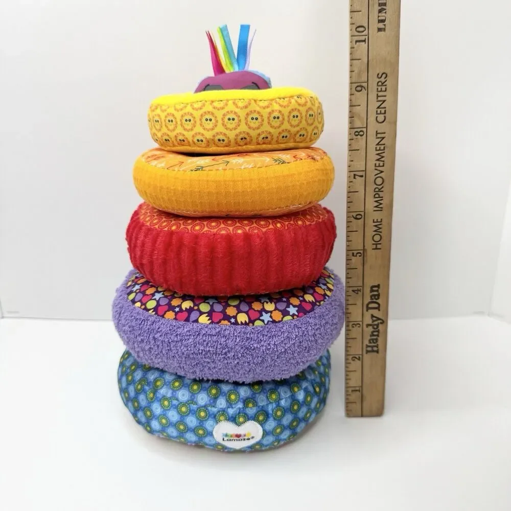 Lamaze Rainbow Stacking Rings Plush Rattle Crinkle Sensory Learning Baby Toy 9
